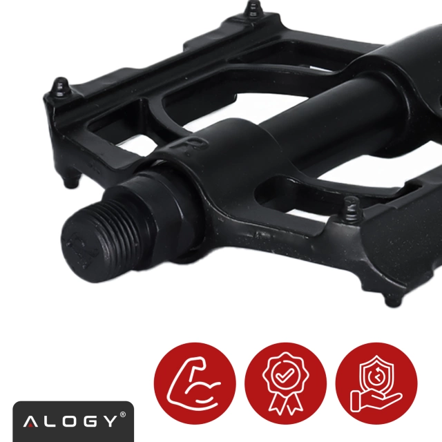Alogy Fahrradpedale für Rennräder und Mountainbikes, MTB-Plattformpedale aus Aluminium, 2er-Set, Aluminium mit Dreifachlager, schwarz