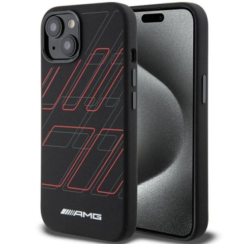 Etui do iPhone 15 AMG Silicone Rhombuses MagSafe czarne