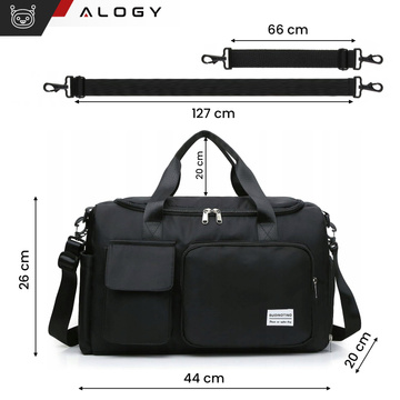 Men's women's sports shoulder bag for the gym for the plane hand luggage 44x26 training black Alogy Black