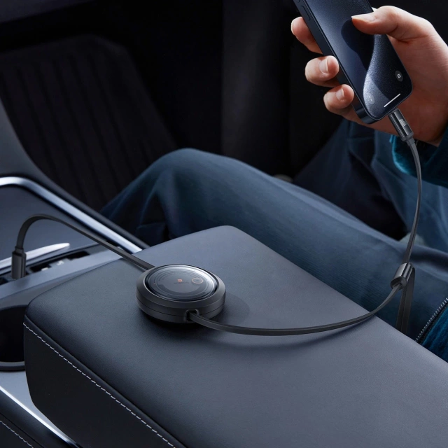 Baseus Free2Draw CB000084 zatahovací USB-C - Lightning / USB-C / micro USB kabel 100W 1,1m - černý