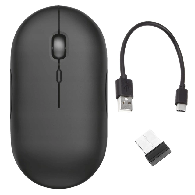 Alogy kabellose Maus, kleine ergonomische Maus für Laptop, PC, Bluetooth, 2,4 GHz, leise, Schwarz