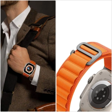 NYLON PRO APPLE WATCH 4 / 5 / 6 / 7 / 8 / SE / ULTRA (42 / 44 / 45 / 49 MM) BLACK / ORANGE