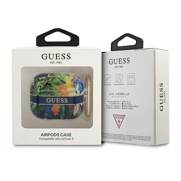 Guess GUA3HHFLB kryt AirPods 3 niebieski/blue Flower Strap Collection