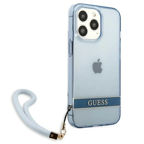 Etui Guess GUHCP13LHTSGSB für Apple iPhone 13 Pro / 13 6,1" niebieski/blue Hardcase Translucent Stap