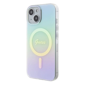 Etui Guess GUHMP15SHITSQ для iPhone 15 6.1" turkusowy/бірюзовий твердий чохол IML Iridescent MagSafe