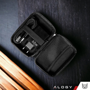 Case large zipped box Alogy Protect cover universal for accessories headphones cable charger Black