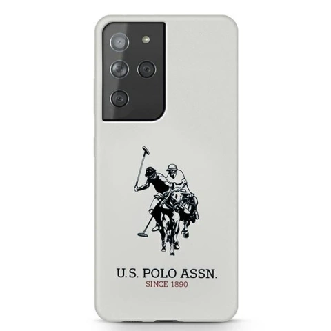 Силіконовий чохол з логотипом US Polo для Samsung Galaxy S21 Ultra білий/білий