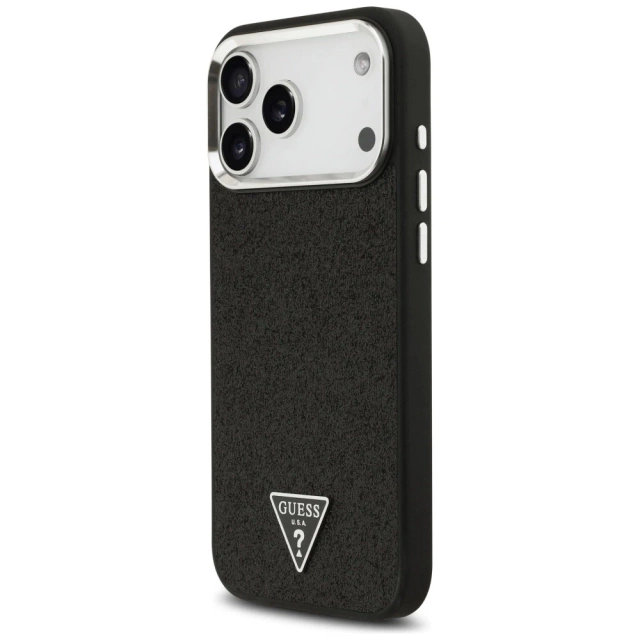 Etui do iPhone 17 Pro Max Guess Glitter Triangle Logo MagSafe Black