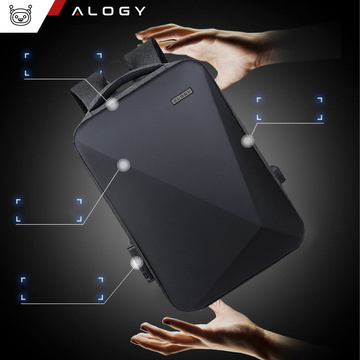 Batoh Alogy Urban Safe proti krádeži pre 15,6" notebook s USB portom veľký vodeodolný Unisex čierny