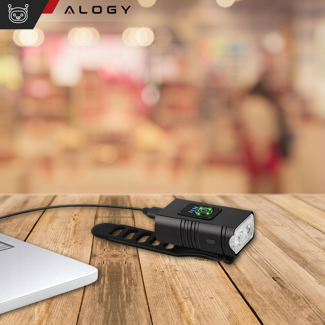 Lampka Rowerowa Przednia LED 800 lm, Wodoodporna, 2-LED Światełko Oświetlenie na Rower, Alogy – Czarna