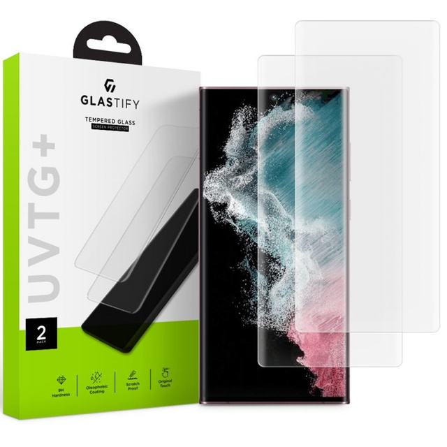 Упаковка з 2 комплектів Full Glastify UV Tempered Glass для Samsung Galaxy S22 Ultra