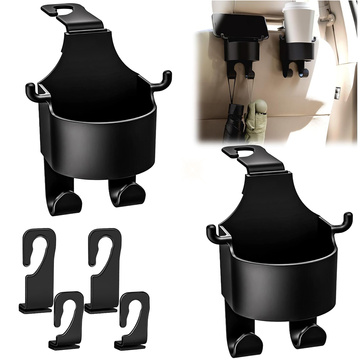 2x Hanger holder hook car 5in1 for seat headrest car organizer for cup drink Alogy Car Black