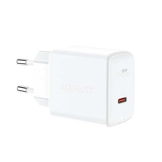 Acefast GaN 30W USB-C PD QC 3.0 White Wall Charger