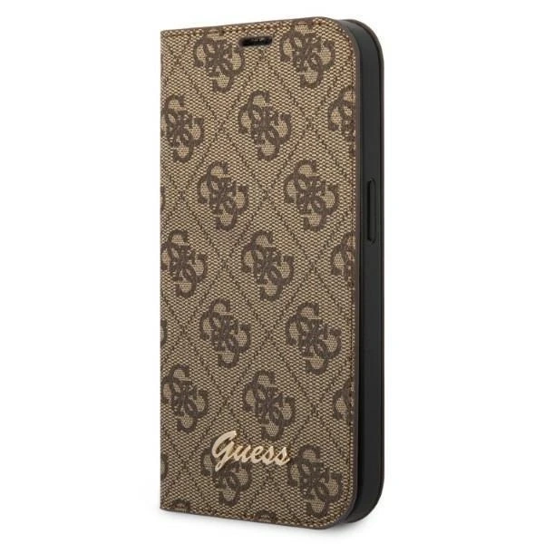 Guess GUBKP14SHG4SHW Hülle für Apple iPhone 14 6.1" Braun/Braun Buch 4G Vintage Gold Logo