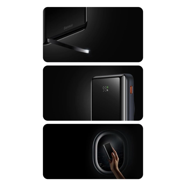 Baseus Magnetic Bracket 10000mAh 20W power banka s MagSafe - modrý USB-C kábel 60W 0,5m