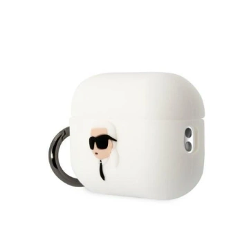 Schutzhülle für Kopfhörer Karl Lagerfeld KLAP2RUNIKH für Apple AirPods Pro 2 Abdeckung weiß/weißes Silikon Karl Head 3D