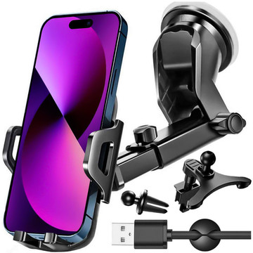 Alogy 3-in-1-Autotelefonhalter für die Windschutzscheibe, das Armaturenbrett, den Cockpit-Organizer