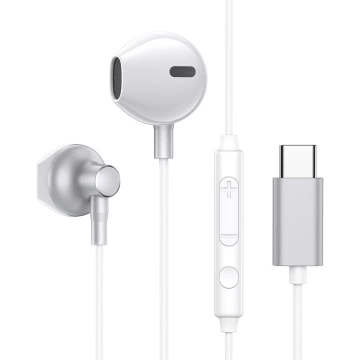 Joyroom In-Ear USB Type C Ohrhörer mit Fernbedienung und Mikrofon silber (JR-EC03 Silver)