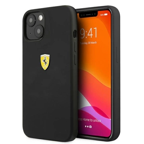 Pouzdro Ferrari iPhone 13 6,1" černo/černé pevné silikonové pouzdro