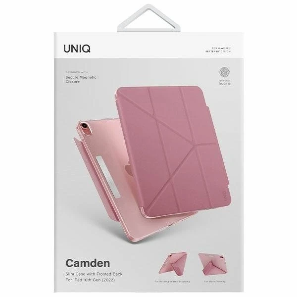 UNIQ obal na tablet Camden pre iPad 10 gen. (2022) ružový/červený ružový Antimikrobiálny