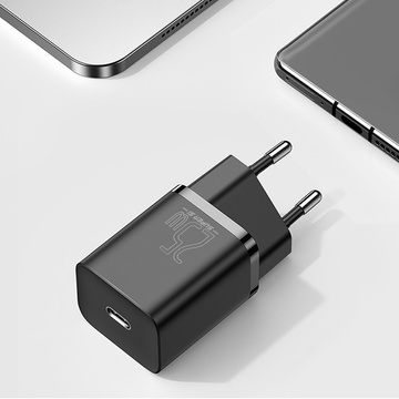 Baseus Super Si USB-C typ C PD 25W čierna nabíjačka napájacieho adaptéra