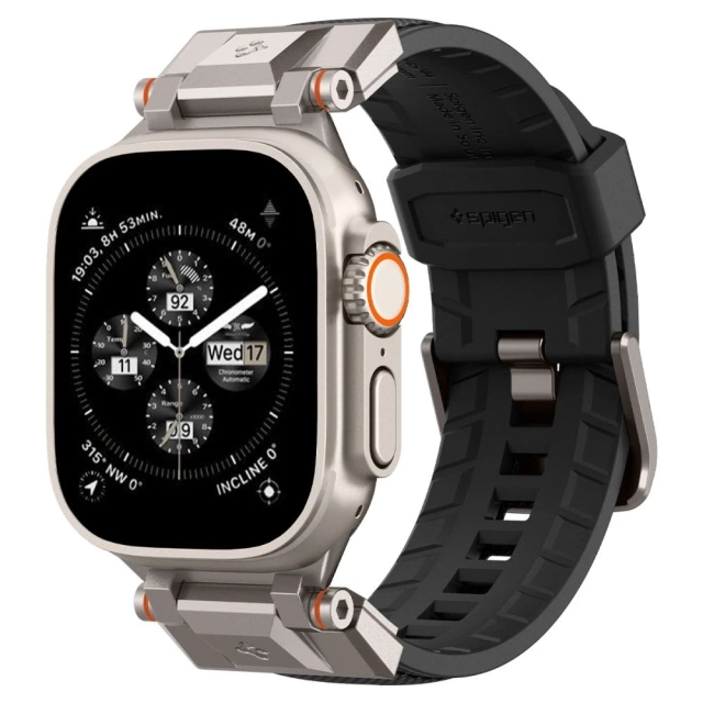 Spigen Durapro Armor remienok pre Apple Watch 4 / 5 / 6 / 7 / 8 / 9 / Se / Ultra 1 / 2 (42 / 44 / 45 / 49 mm) je kombináciou moderných materiálov, ktoré spájajú odolnosť a štýl a vytvárajú tak jedinečný príslušenstvo pre vaše inteligentné hodinky.
