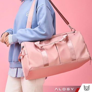 Women's sports shoulder bag for the gym, for the plane, hand luggage, 48x25, fabric training, Alogy, Pink
