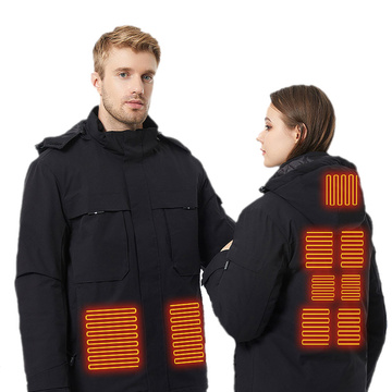 Vyhřívaná vyhřívaná elektrická bunda Unisex velikost XL zimní s kapucí HJ2 Mozos černá