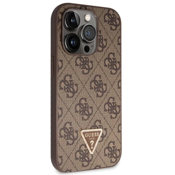 Etui Guess GUHCP15LP4TDSCPW pro iPhone 15 Pro 6,1" brązowý/hnědý pevný obal Crossbody 4G kovové logo