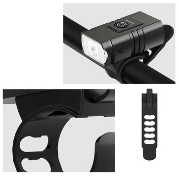 Predná cyklistická lampa vodotesná Alogy LED svetlo predné osvetlenie riadidiel bicykla 800lm