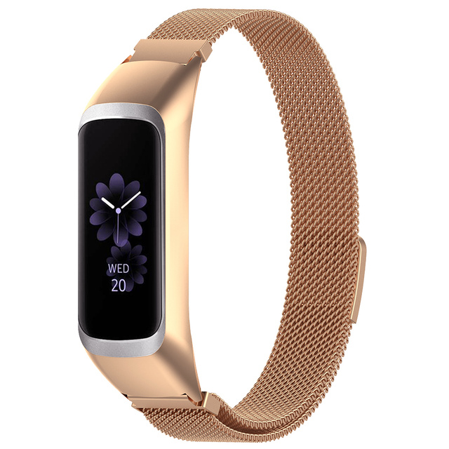 Bransoleta Milanese pasek Alogy stal nierdzewna do Samsung Galaxy Fit 2 SM-R220 Złota