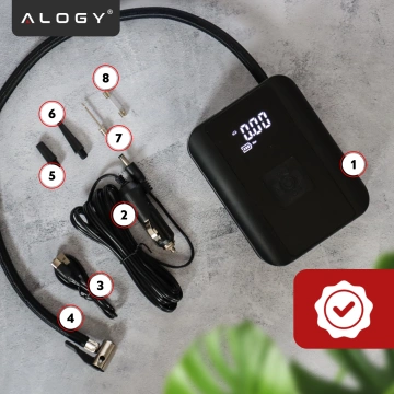 Elektrická cyklistická pumpa pre bicykel Akumulátorový vzduchový kompresor do auta prenosný s baterkou 150 PSI Alogy Black