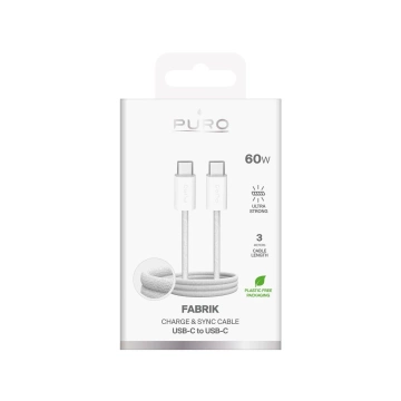 Kabel Puro Fabrik 4 USB-C – USB-C 240W 1m biały w oplocie
