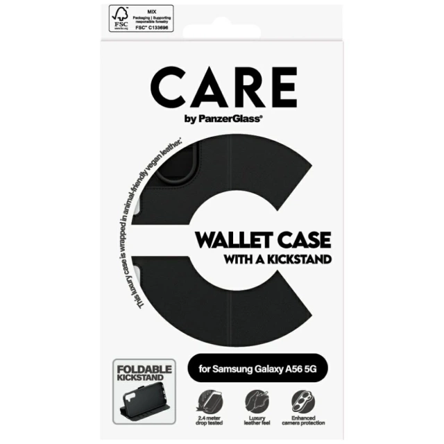Hülle für Samsung Galaxy A56 5G CARE von PanzerGlass Wallet Kickstand Schwarz