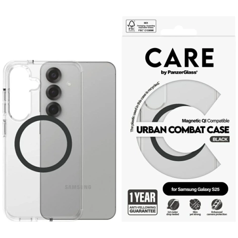 Pouzdro PanzerGlass Flagship Urban Combat QI pro Samsung Galaxy S25 CARE, černé