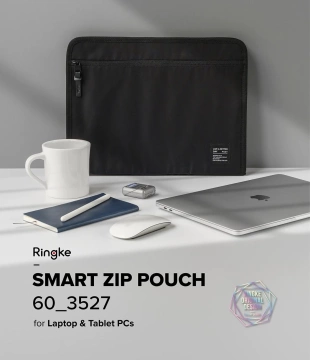 Ringke Smart Zip Pouch univerzální pouzdro na notebook, tablet (do 13''), stojánek, taška, organizér, béžová