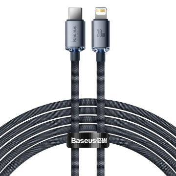 Baseus Crystal Shine Series kabel USB kabel pro rychlé nabíjení a přenos dat USB typu C - Lightning 20W 2m černý (CAJY000301)