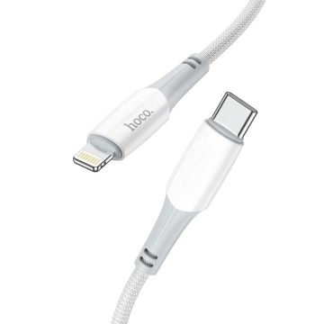 Prepojovací kábel HOCO Typ C na Lightning X70 1m biely PD 20W 3A nylonový opletený