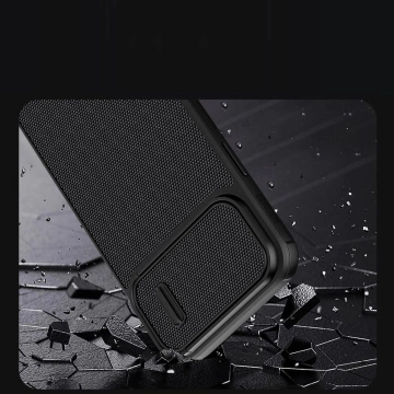 Pancierový kryt Nillkin Textured S Case iPhone 14 Plus s krytom fotoaparátu, čierny