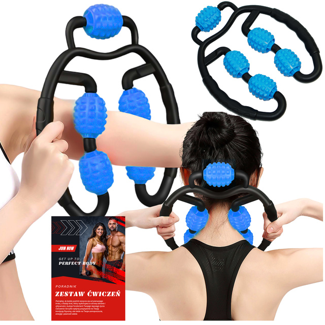 Body massager anti-cellulite manual muscle roller Alogy 5x massage roller Universal roller black and blue