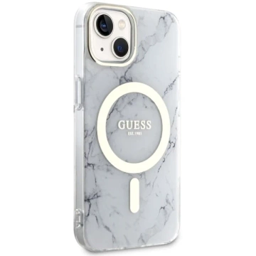 Guess GUHMP14MPCUMAH puzdro na telefón pre Apple iPhone 14 Plus 6,7" bielo/biele pevné puzdro Marble MagSafe