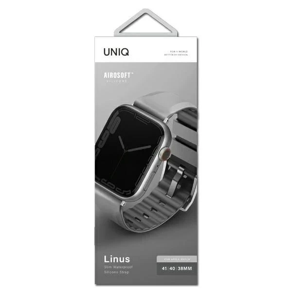 UNIQ Linus Apple Watch Series 4/5/6/7/8/SE/SE2 remienok 38/40/41 mm Airosoft Silikónová šedá/kriedovo šedá