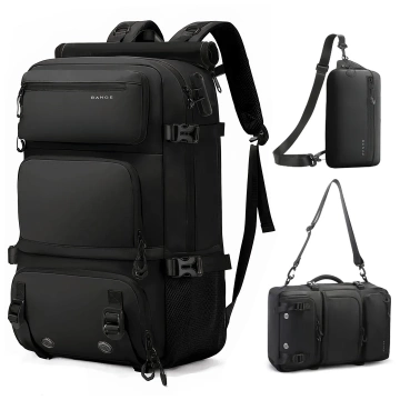 Водонепроникний рюкзак Bange для ноутбука 15.6", city traveler, 45х30х16 см, для роботи, літака, чоловічий, жіночий, з USB портом Чорний