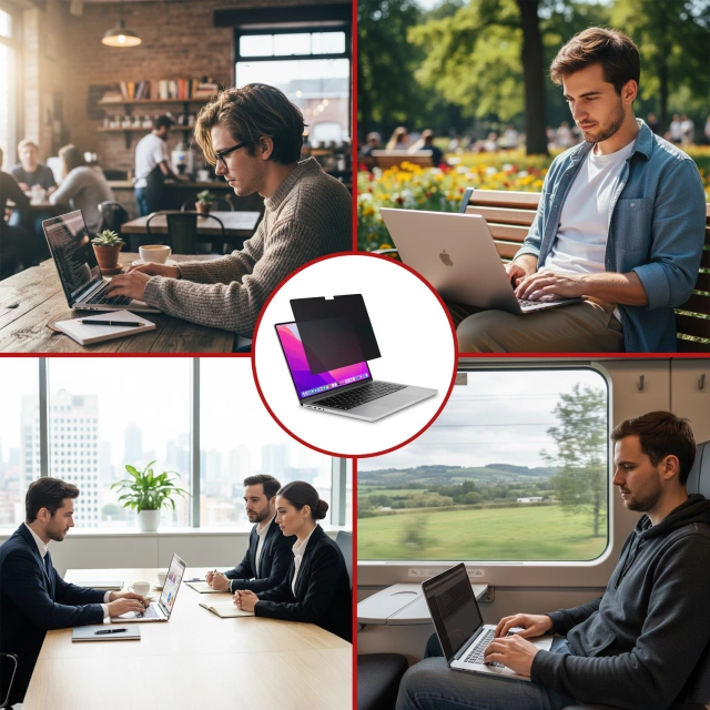 Magnetická fólie pro Macbook Air 15" 2023-2025 - Ochrana soukromí, snadná instalace, kryt pro uložení, redukce odlesků - Alogy SecureView™