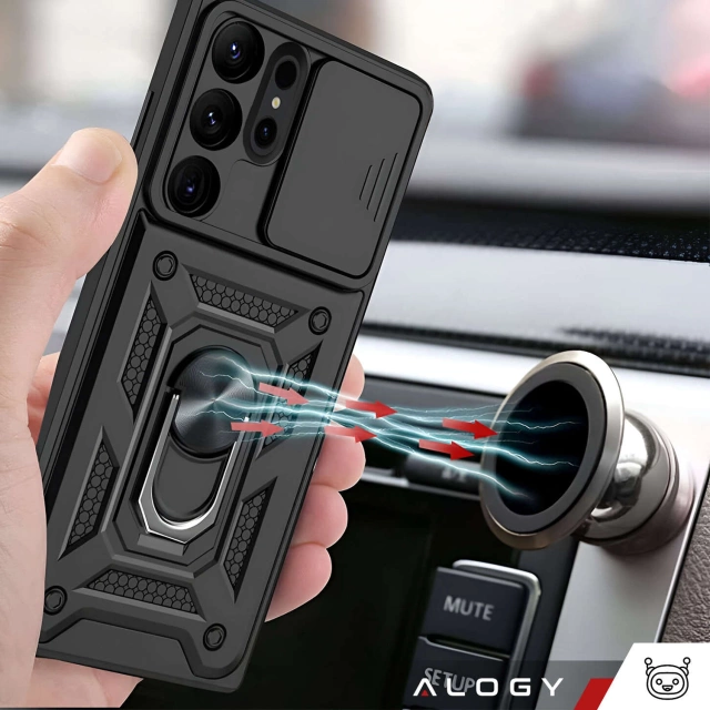 Pouzdro pro Apple iPhone 16 obrněné Slide Case Ring pouzdro ochrana fotoaparátu Camshield Alogy černé