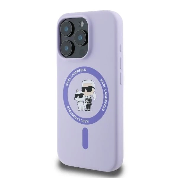Etui Karl Lagerfeld Silicone KC Heads Ring MagSafe do iPhone 16 Pro Max Purple