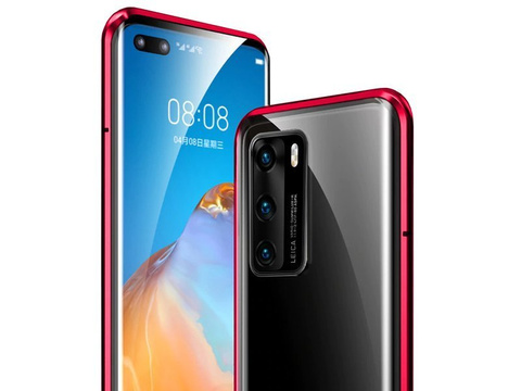 Obojstranné magnetické sklenené puzdro Dr.Fit pre Huawei P40 Red