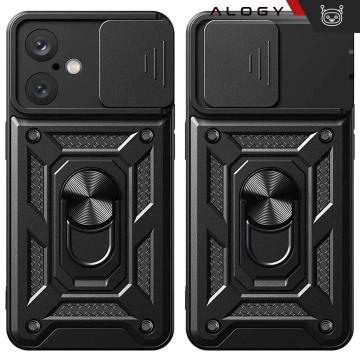 Case for Apple iPhone 16 Plus armored Slide Case Ring camera protection housing Camshield Alogy black