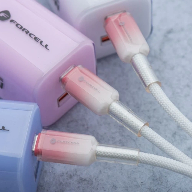 Kabel USB-C – USB-C 60W Forcell F-Energy Gradient 1 m C354 biały