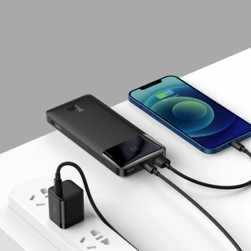 Powerbanka s displejem Baseus Bipow 10000mAh 15W černá (Overseas Edition) USB-A - Micro USB kabel 0,25m černý (PPBD050001)